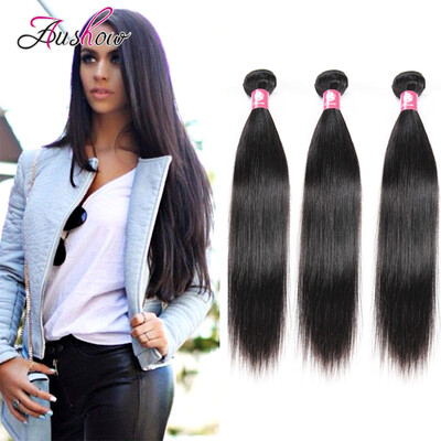 

Aushow Hair Product 3 Bundles Malaysian Straight Hair 8-26inch Natural Color Human Hair Bundles 100g /piece,No Shedding