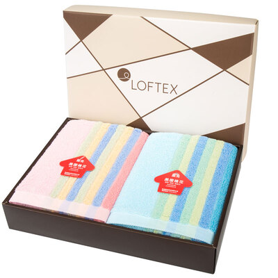

LOFTEX towel home textiles cotton yarn-dyed stock extended thickening of the classic stripes is pleased to face towel two gift bo