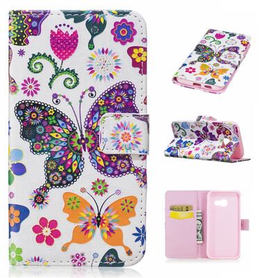 

Красочные бабочки Дизайн PU кожа флип кошелек карты держатель чехол для Samsung Galaxy A5 2017 года / A520