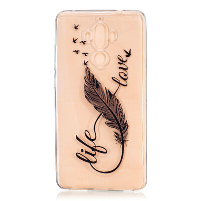 

8 Words feathers Dress girl Pattern Soft Thin TPU Rubber Silicone Gel Case Cover for HUAWEI Mate 9