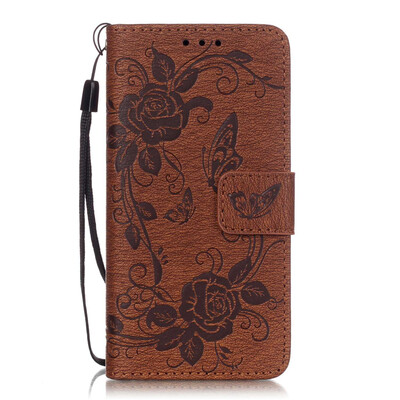 

Brown Butterfly Design PU Leather Flip Cover Wallet Card Holder Case for SAMSUNG A310