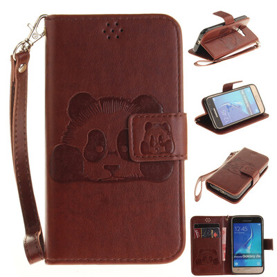 

Коричневый Panda Стиль Тиснение Классический откидная крышка с подставкой Функция и слот кредитной карты для SAMSUNG GALAXY J1 2016/J120