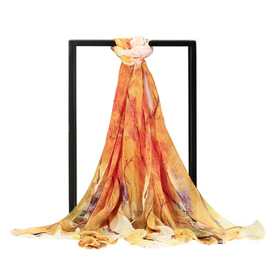 

Jingdong supermarket] Ms. Bao Shengxiang silk scarf chiffon long scarf female models scarf air conditioning shawl pretty flowers s9116