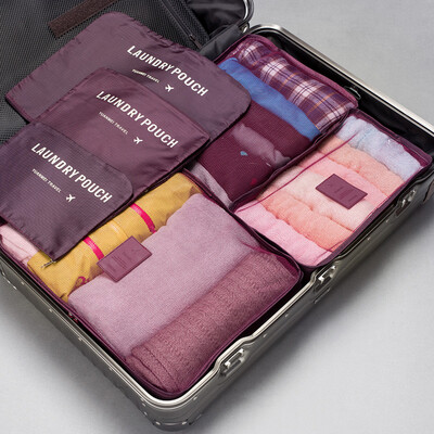 

Sky Club Travel Six Pieces Wash Bag Bags Garment Finishing Bag Travel Home Store Package Wine Red