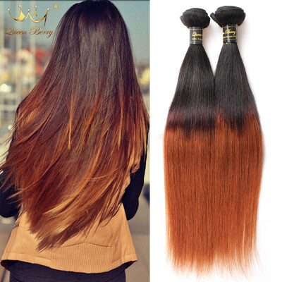 

Ombre Peruvian Virgin Hair Straight 4 Bundles 7A Two tone Ombre Human Hair Weave Bundles 12-24inches Blonde Hair Extensions