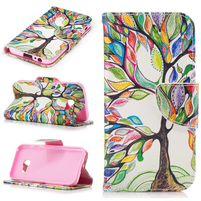 

Красочные дерево Кожа PU откидная крышка бумажника карты держатель чехол для Samsung Galaxy A3 2017 года