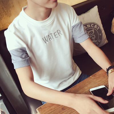 

City plus CITYPLUS мужской с коротким рукавом футболка круглый шея сплошной цвет сплайсинг буквы печать досуг CMTD172241 светло-серый XL