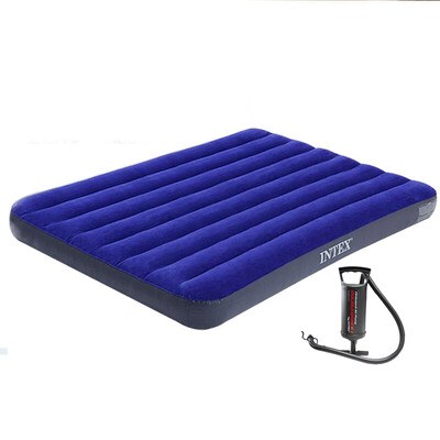 

INTEX inflatable mattresses double blue flocking thick outdoor camping tents air mat bed folding bed 191x137x22cm