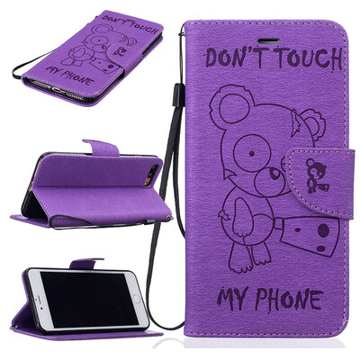 

Purple Bear Style Embossing Classic Flip Cover with Stand Function and Credit Card Slot for IPHONE 7 PLUS