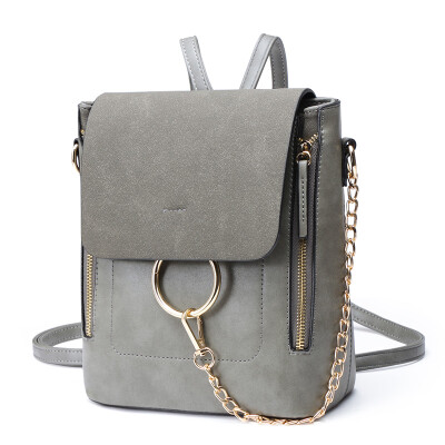 

Lady Ma Tianti backpack shoulder bag hit color package cover ring small square trend fashion shoulder bag S069 gray