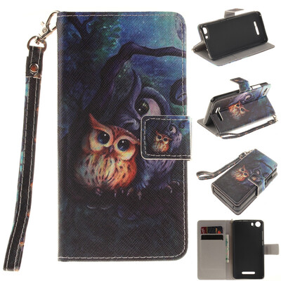 

Картина маслом Сова Дизайн Кожа PU откидная крышка бумажника карты держатель чехол для WIKO Lenny 2