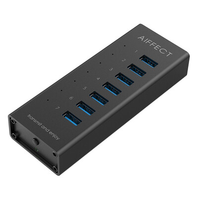 

AIFFECT XB103A1-B10C 10-port USB30 HUB hub aluminum alloy 12V2A BC12 charger black