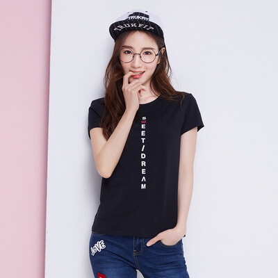 

Semir T-shirt short-sleeved T-shirt female summer simple round neck letters printed comfortable straight 12216000352 bleached L