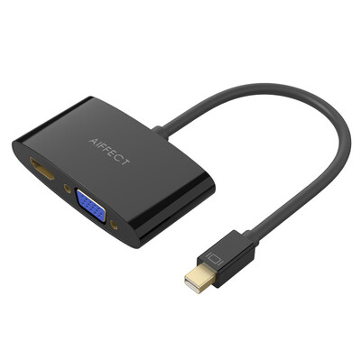 

AIFFECT CTHV21-WR02 Apple Mini Displayport to VGA HDMI Combo Converter Lightning Interface Mini DP Adapter White