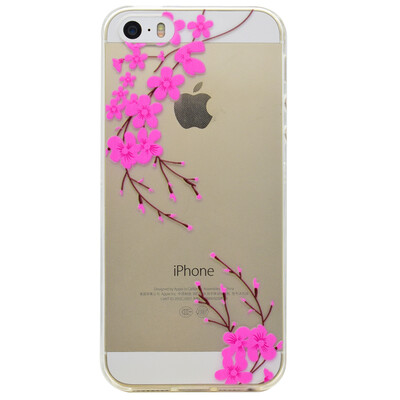 

Diagonal flower Pattern Soft Thin TPU Rubber Silicone Gel Case Cover for IPHONE 5/5S/5SE