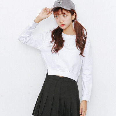 

City plus CITYPLUS art leisure retro loose sweater high waist exposed umbilical long sleeve short T-shirt CWTC173363 nude color