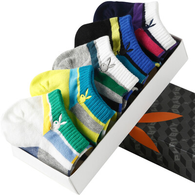 

Jingdong supermarket] Playboy socks male socks non-slip sports boat socks socks breathable leisure cotton socks four seasons invisible socks 5 double mixed color 26-28cm