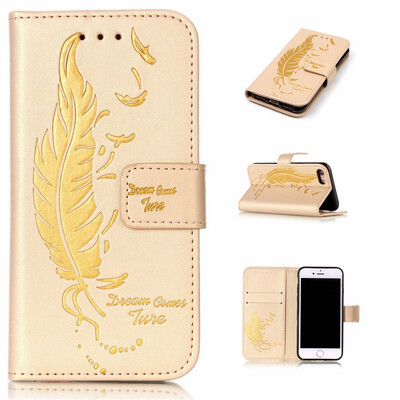 

Золотые Плюмы и птицы тисненой ПУ кожаный бумажник чехол Классический откидная крышка с подставкой Функция и слот кредитной карты