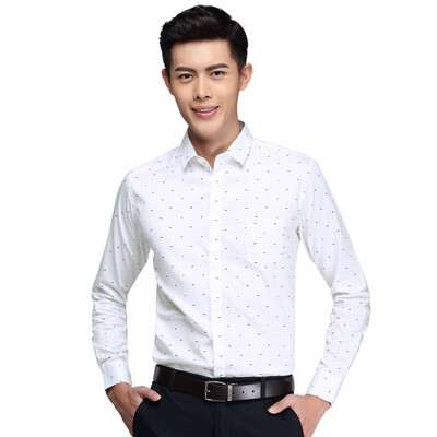 

Красная фасоль Hodo рубашка мужская мода случайный простой печати хлопок воротник воротник длинный рукав рубашка белый 185 / 100B