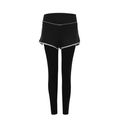 

Карлу (ткань) дамы спортивные штаны поддельные два куска йоги брюки стрейч узкие брюки работает фитнес брюки CP13503 серый XL код