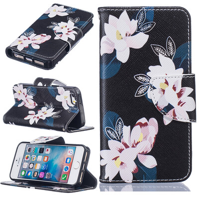 

Black lily Design PU Leather Flip Cover Wallet Card Holder Case for IPHONE 55S5SE