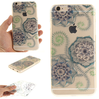 

Blue&green dream flower Pattern Soft Thin TPU Rubber Silicone Gel Case Cover for IPHONE 6 Plus