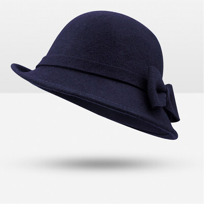 

WISHCLUB Noble Female Wool Bow Cap Knot Retro Elegant Female Brand