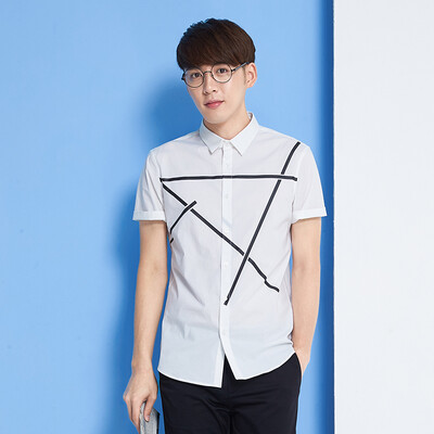 

Semir short-sleeved shirt short-sleeved shirt summer men's collar collar simple print shirt 13216041280 bleach XXL