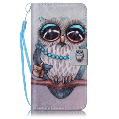 

Gray Owl Design PU Leather Flip Cover Wallet Card Holder Case for HUAWEI Y6 II