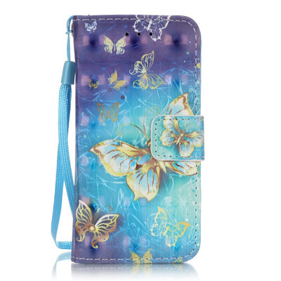

Golden Butterfly Design PU Leather Flip Cover Wallet Card Holder Case for IPODTOUCH 5 6