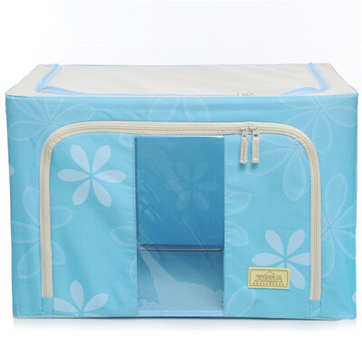 

Space excellent double window finishing bina box large foldable clothing printing Oxford cloth storage box one loaded sky blue large 66L