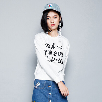 

Semir Lady Sleeve Graffiti Letter Print T-shirt Korean version 19316160215