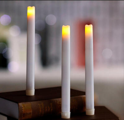 

9 Inches Melted Led Taper Candles with TimerBattery OperatedWhitePack of 3
