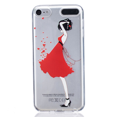 

Красный Платье девушки Pattern Мягкий Тонкий TPU Резиновый Силиконовый гель Дело Чехол для iPod Touch 5