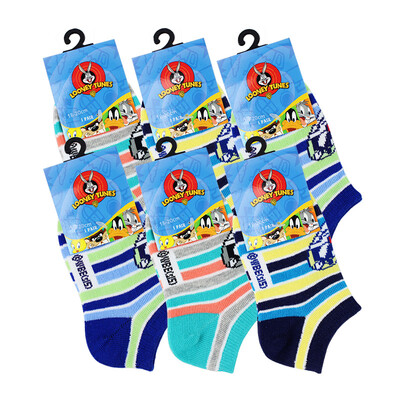 

LOONEY TUNES Lotto Children&39s Socks 6 Double Stripe Rana Boat Socks Comforter Cotton Cute Child Fun Child Baby Socks 18-20cm