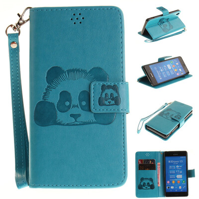 

Небесно-голубой Panda Стиль Тиснение Классический откидная крышка с подставкой Функция и слот кредитной карты для SONY Xperia Z3