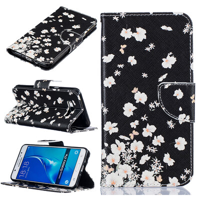 

Small white flowers Design PU Leather Flip Cover Wallet Card Holder Case for SAMSUNG Galaxy J7 2016J710