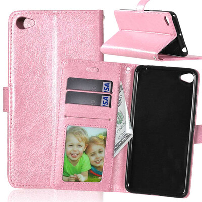 

Pink Style Classic Flip Cover with Stand Function and Credit Card Slot for Lenovo S90