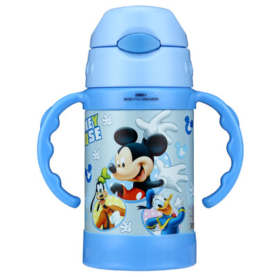 

Jingdong supermarket] Disney (Disney) insulation Cup Mickey 260ML children's non-toxic straw with a handle baby stainless steel cup HM1966B