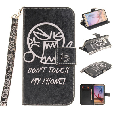 

Do not touch me Design PU Leather Flip Cover Wallet Card Holder Case for SAMSUNG GALAXY S6