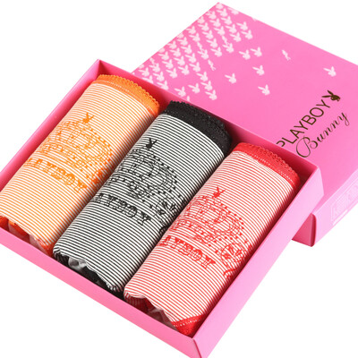 

【Jingdong Supermarket】 Playboy Ladies Underwear Women's elastic cotton sweat triangle underwear gift box 3 red + black + orange (M) 155/80