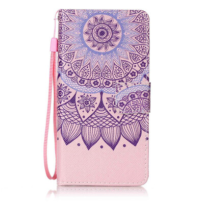 

Purple Sunflower Design PU Leather Flip Cover Wallet Card Holder Case for Lenovo A6000