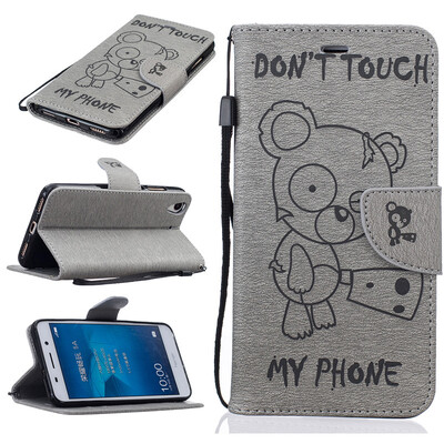 

Серый Медведь выбитый PU кожаный бумажник чехол Классический откидная крышка с подставкой Функция и слот кредитной карты для HUAWE