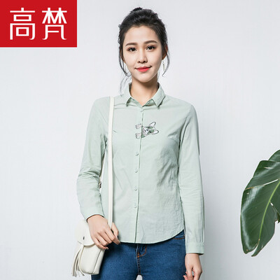 

Высокий ватикан Ching Новый стиль Vintage Shirt Женская рубашка с длинным рукавом Top G1166154 Серый зеленый 170 / XL