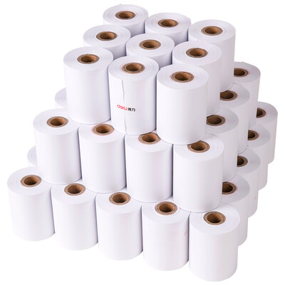 

(Deli) 75 мм * 60 мм двойной пластиковый кассовый аппарат / кассовая бумага для печати бумага / супермаркет малая бумага для печати билетов 30 м / объем 50 томов / коробка 3205