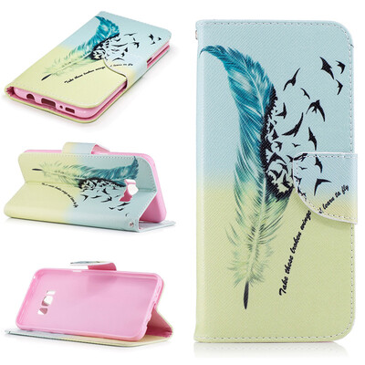 

Feathers and birds Design PU Leather Flip Cover Wallet Card Holder Case for SAMSUNG GALAXY S8 Plus/S8 Edge