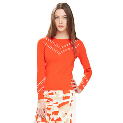 

ASOBIO Europe и США V-образный полосатый круглый свитер с длинными рукавами 4513241982 429 пламя красный 170 / 92A-L