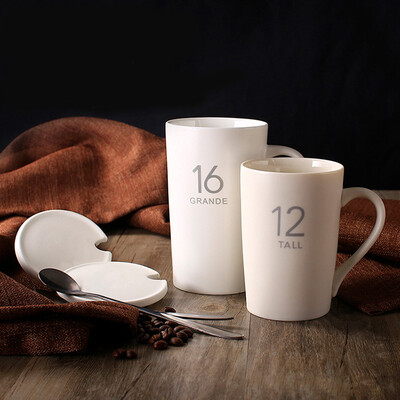 

Porcelain soul ceramic tape with spoon cup simple coffee cup large capacity creative personality couple cups mugs ounce sets of cups 2 loaded