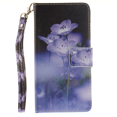 

Blue flower Design PU Leather Flip Cover Wallet Card Holder Case for WIKO Lenny 2
