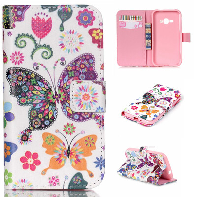 

Colorful Butterfly Design PU Leather Flip Cover Wallet Card Holder Case for SAMSUNG Galaxy J1 Ace
